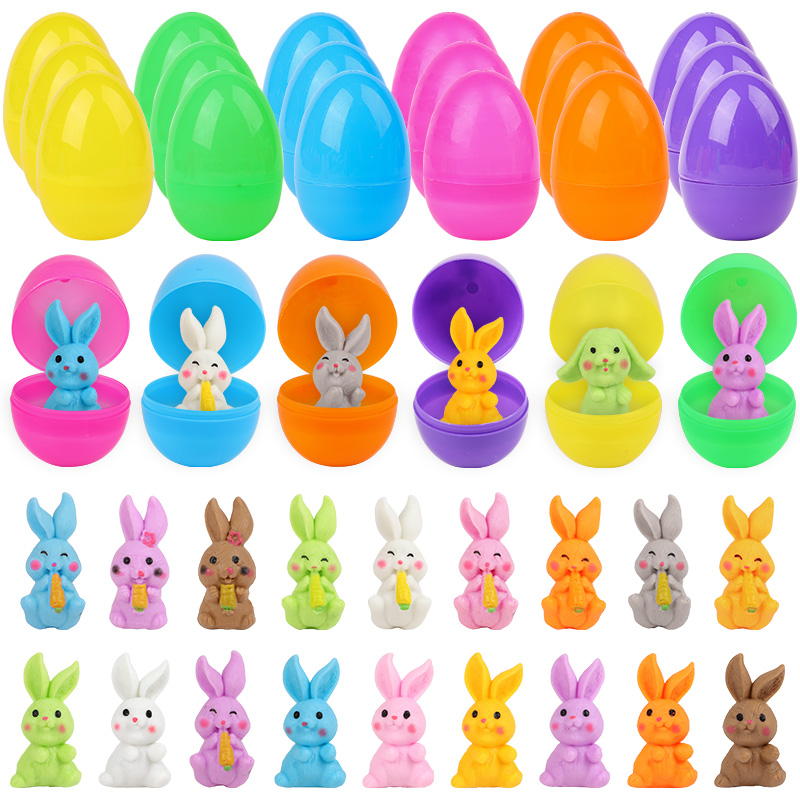 Party Games Quiz - 24Pcs Easter Egg With Rabbit Figure