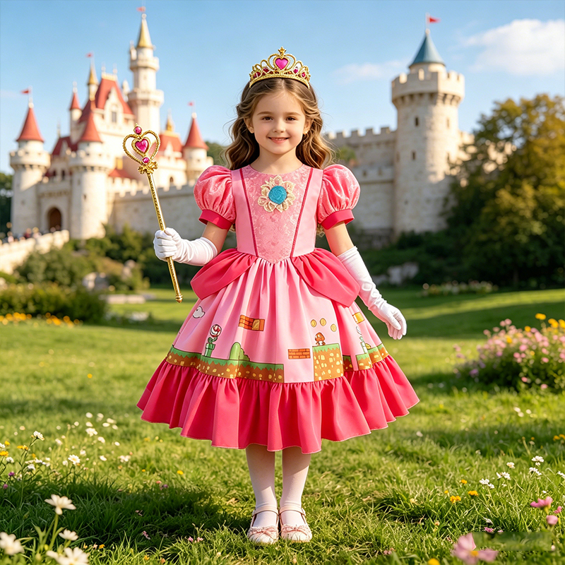 Princess Peach Costume Dress w - Party Games Quiz ulasan dan harga