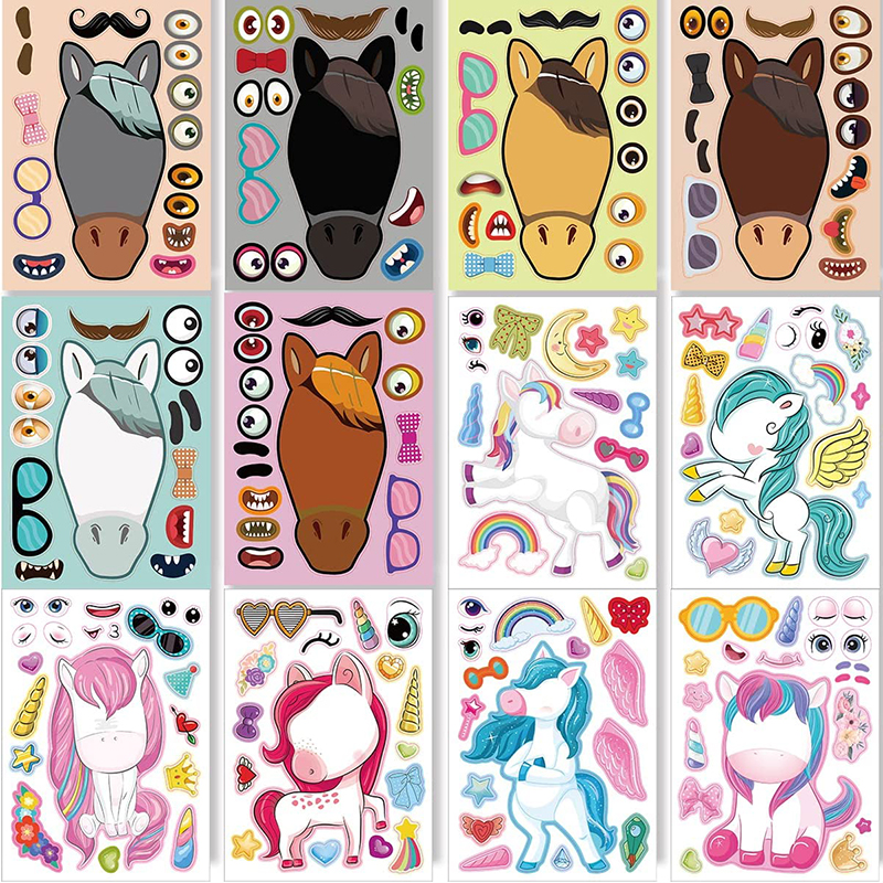 12/24 Sheets Make a Face Stick - Zoo Party Games ulasan dan harga