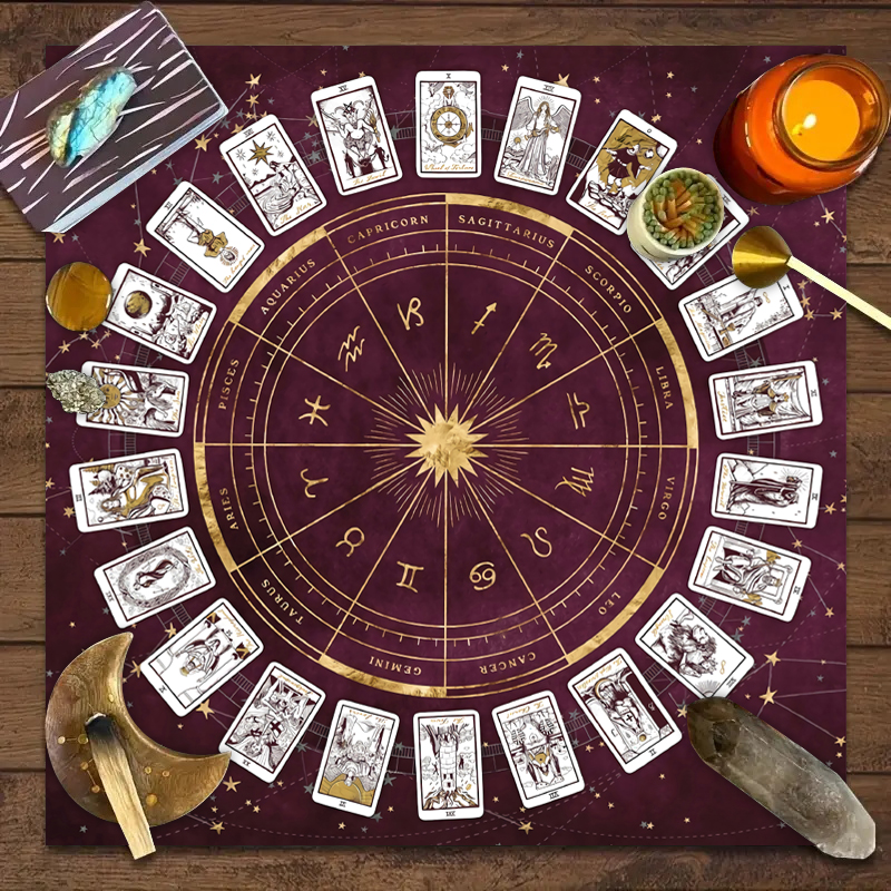 1pc Tarot Card Tablecloth, 12  - Zodiac Party Games ulasan dan harga