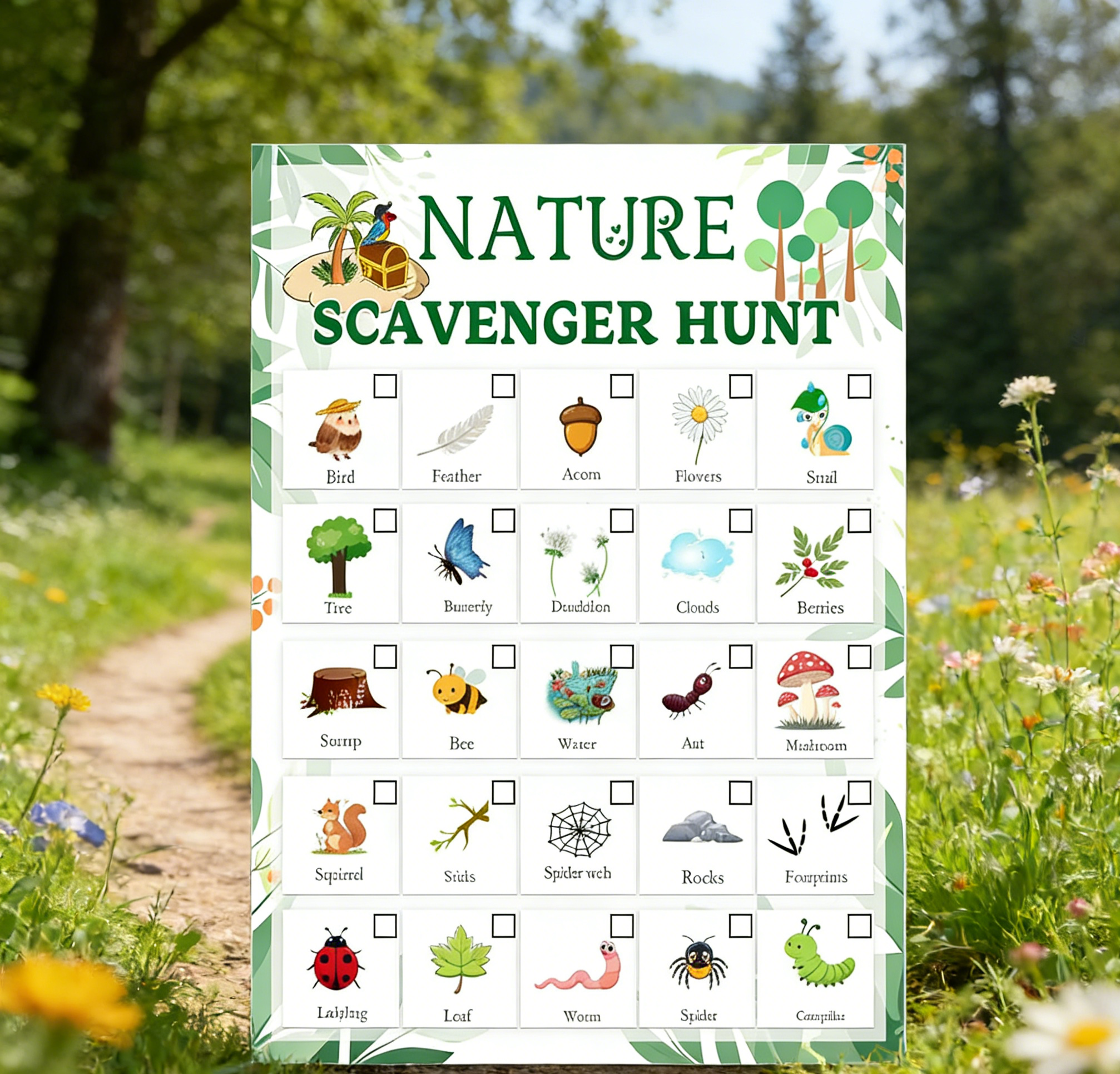 Nature Scavenger Hunt Card 5 x - Scavenger Hunt Card ulasan dan harga