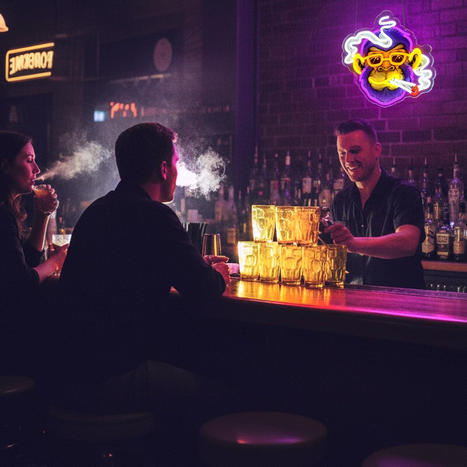 Cool Monkey Neon Sign Smoking  - Party Games Gifts ulasan dan harga