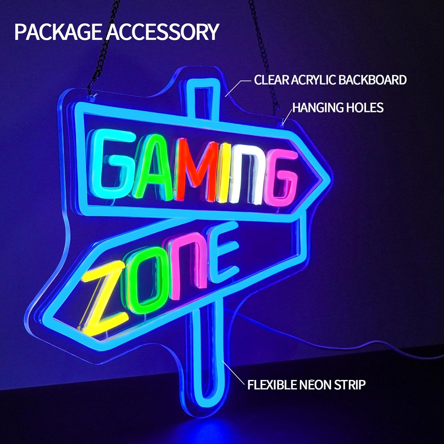 Gaming Zone Neon Sign USB LED  - Party Games Gifts ulasan dan harga