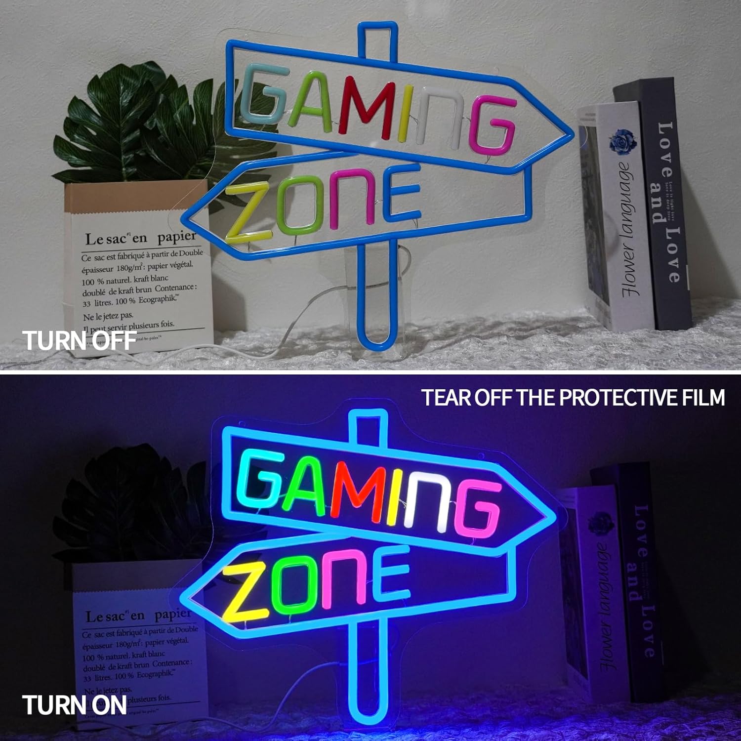 Gaming Zone Neon Sign USB LED  - Party Games Gifts ulasan dan harga
