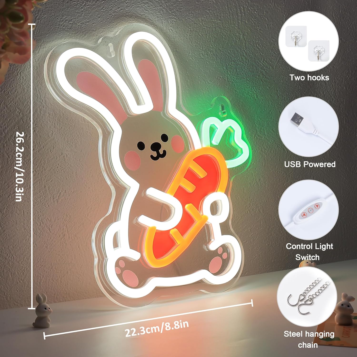 Bunny UV Neon Sign USB Dimmabl - Zoo Party Games ulasan dan harga