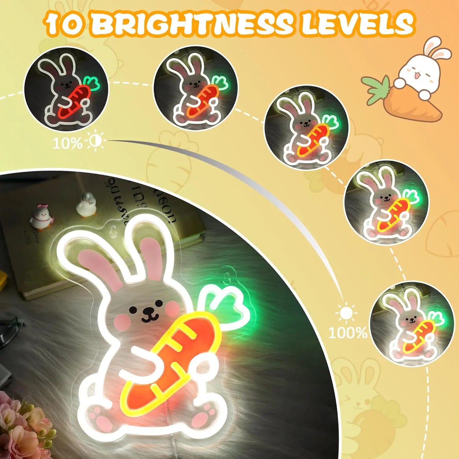 Bunny UV Neon Sign USB Dimmabl - Zoo Party Games ulasan dan harga