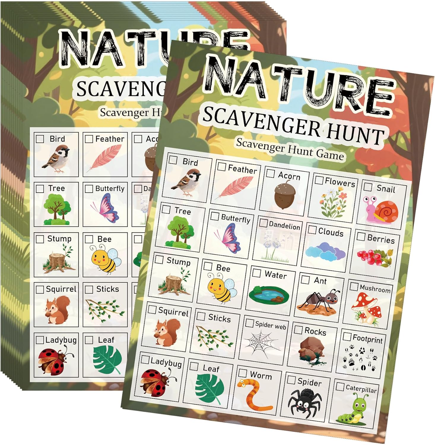 30 Pcs Nature Scavenger Hunt C - Scavenger Hunt Card ulasan dan harga