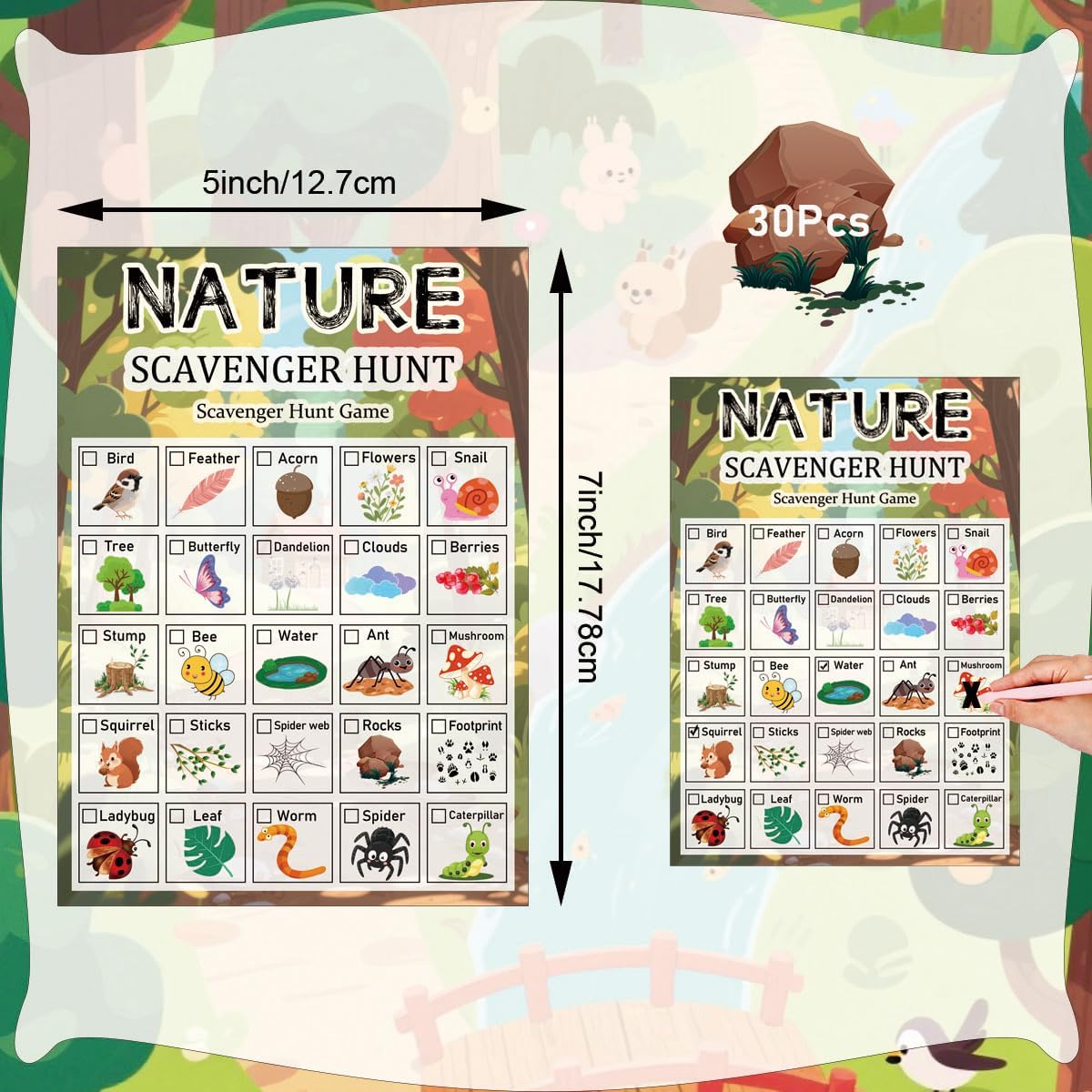 30 Pcs Nature Scavenger Hunt C - Scavenger Hunt Card ulasan dan harga