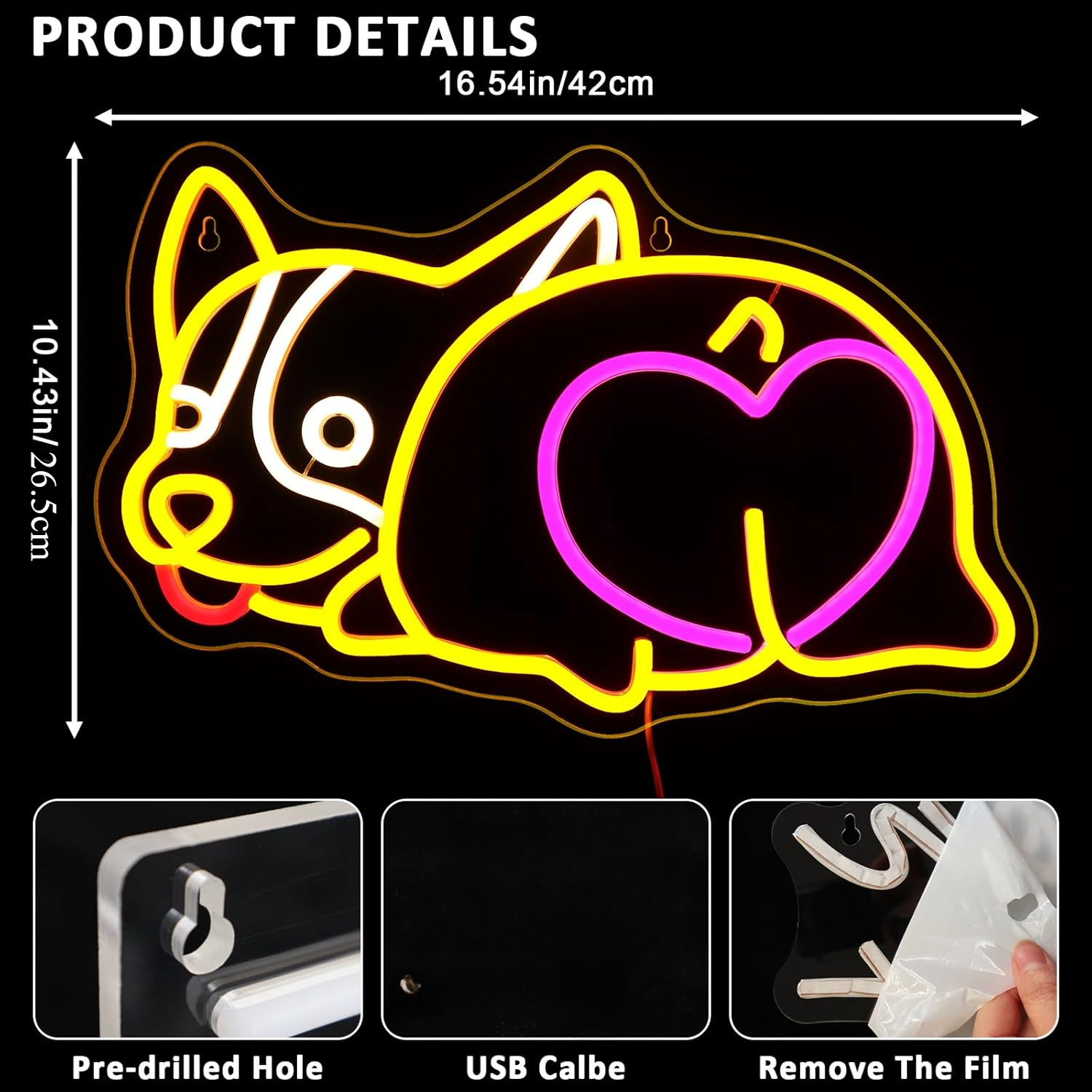 Corgie Dog Neon Sign USB Power - Zoo Party Games ulasan dan harga